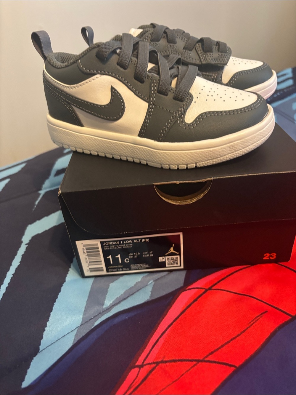 Jordan Kids Low-Top Sneakers in Gray and White